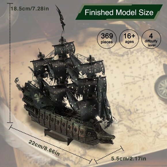 Piececool The Flying Dutchman Metal Model Kit Adult 3D Puzzle Pirate Ship New - Picture 5 of 6